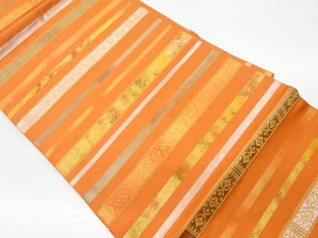 JAPANESE KIMONO / VINTAGE NAGOYA OBI / WOVEN STRIPE & ABSTRACT PATTERN